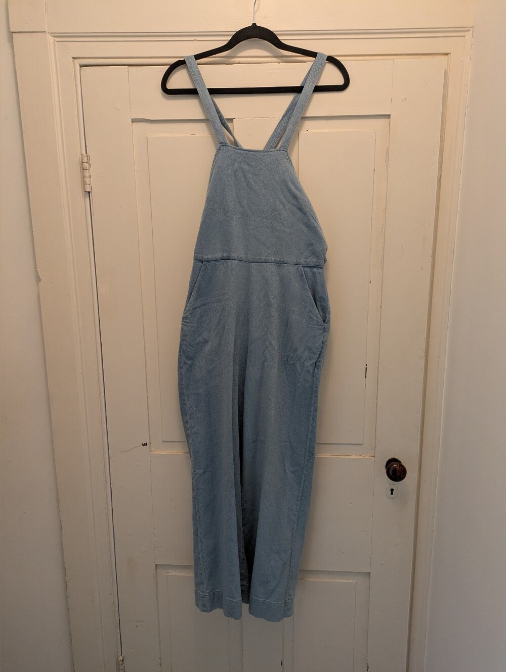 Marine Layer Light Blue Bib Overalls Fitted w/ Zipper And Adjustable Straps- 4